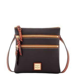 Dooney & Bourke Pebble Grain North South Triple Zip Shoulder Bag - Black